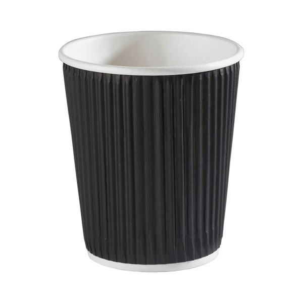 Black  Ripple Wall Hot Drink Cup 12oz (Pack of 500) - 50019