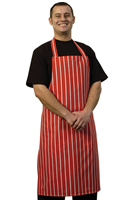 Butchers Red/White Bib Apron - One Size - A035