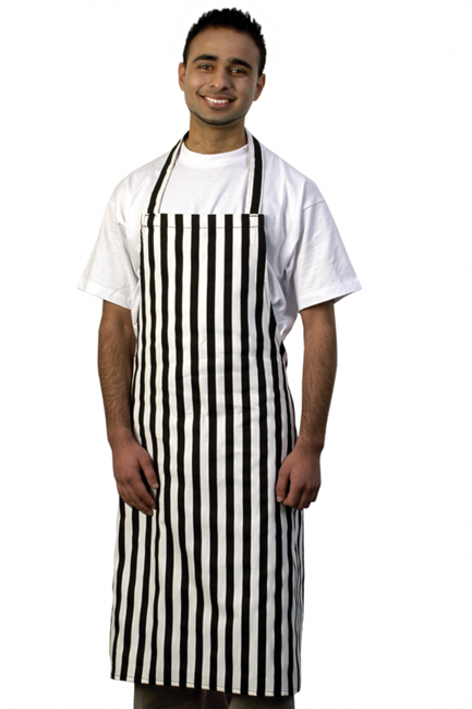 Black/White Stripe Bib Apron - One Size - A036