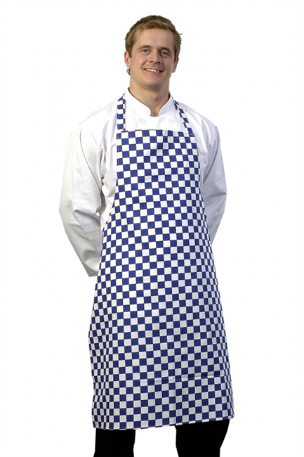 Blue/White Check Bib Apron - One Size - A039