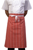 Butchers Stripe Red Waist Apron - One Size - A046