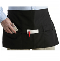 Black Square Edge Short Apron One Zip Pocket - One Size - A104