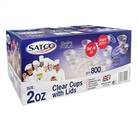 Satco 2oz Plastic Round Clear Cups and Lids  (Pack of 1000)